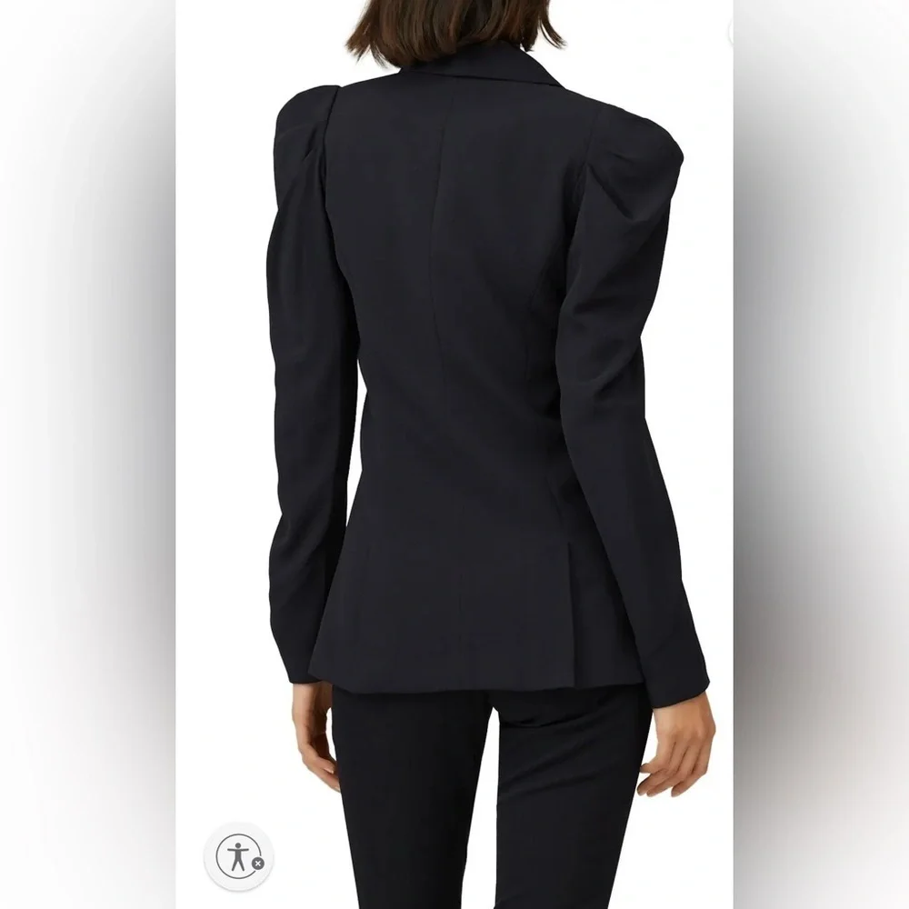 Ramy Brook Albie Jacket, black, dramatic shoulder detail, button closure, sz 0